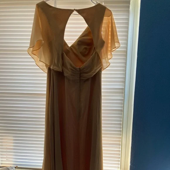 Azazie Rylee Bridesmaid Dress Gold Size A14 - Picture 3 of 8